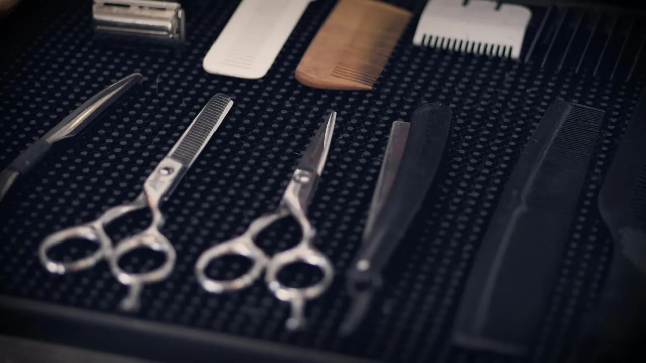 Scissors and combs laid out